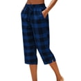 thumbnail image 3 of Women's Cotton Polyester Wide Leg Capri Pants, Mid Waisted Elastic Waist Straight Tube Casual, Pockets with Drawstring Relaxed Fit, Office Beach Travel Summer, Cropped Pants, 3 of 8