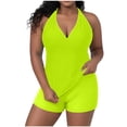 thumbnail image 2 of Kakii Workout Sets for Women 2 Piece Wrap Halter Tank Top High Waist Biker Shorts Yoga Pilates Outfits, 2 of 8