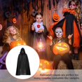 thumbnail image 2 of Capa negra con capucha para Halloween, accesorios de cosplay de bruja, disfraz de Halloween para adultos/niños, capa para adultos, (negro, 125 cm), 2 of 5