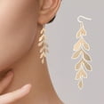 thumbnail image 4 of Cheers US 1 Pair Bohemian Multi Layered Filigree Leaves Dangle Drop Long Statement Earrings, 4 of 7