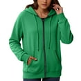 thumbnail image 2 of Womens Zip Up Hoodies Jackets Oversized Sweatshirts Fall Fashion Outfits 2025 Sweaters Winter Clothes Women's Fashionable Casual Pocket Zipper Long Sleeved Hooded Solid Color Sweatshirt, 2 of 4