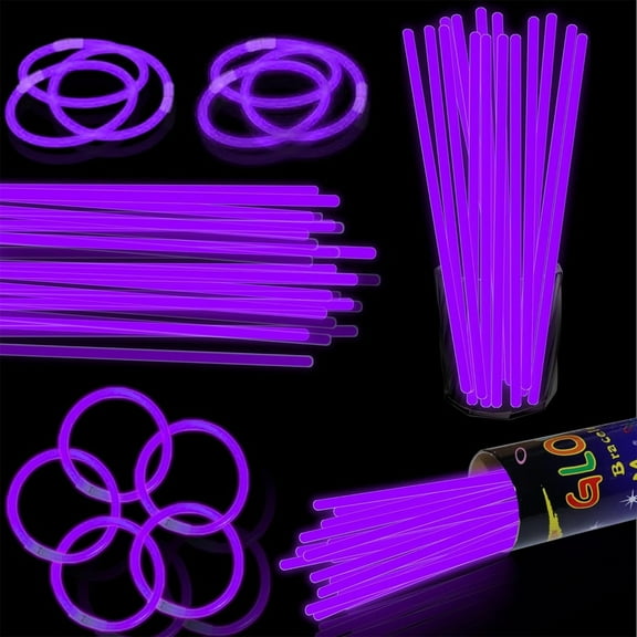 100PCS Glow Stick Bulk Light Sticks for Parties Bulk Colorful Flashing Glow in The Dark Party LED Light Up Wand Supplies for Wedding Reception Dance Floor Holiday Party Concert, Purple