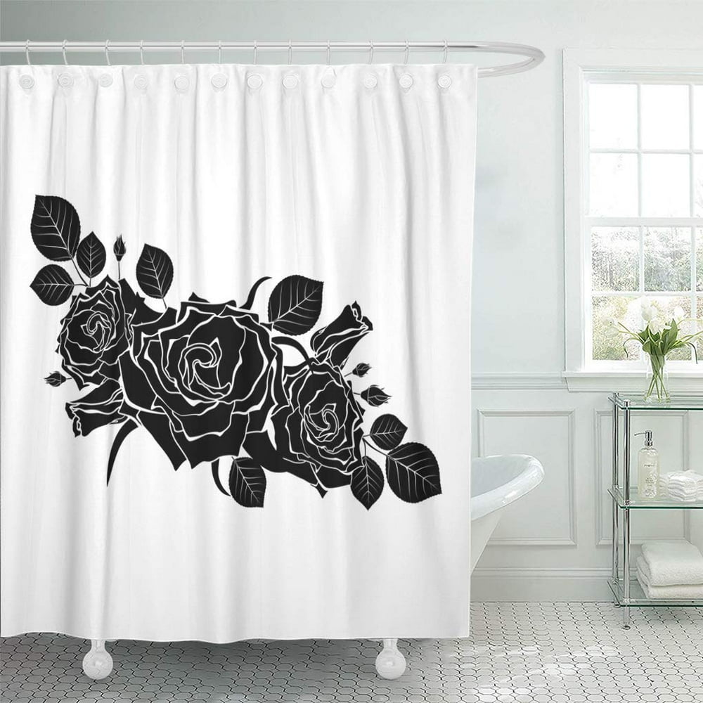 CYNLON Flower Beautiful Bouquet of Black Roses on White Bud Bathroom