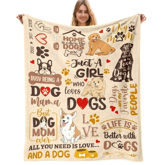 Dog Mom Gifts for Women, Gifts for Dog Lovers Throw Blanket 50x60 Inch, Just A Girl Who Loves Dogs Blanket