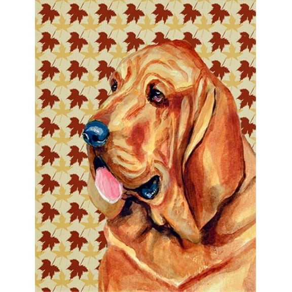 11 x 15 In. Bloodhound Fall Leaves Portrait Flag, Garden Size