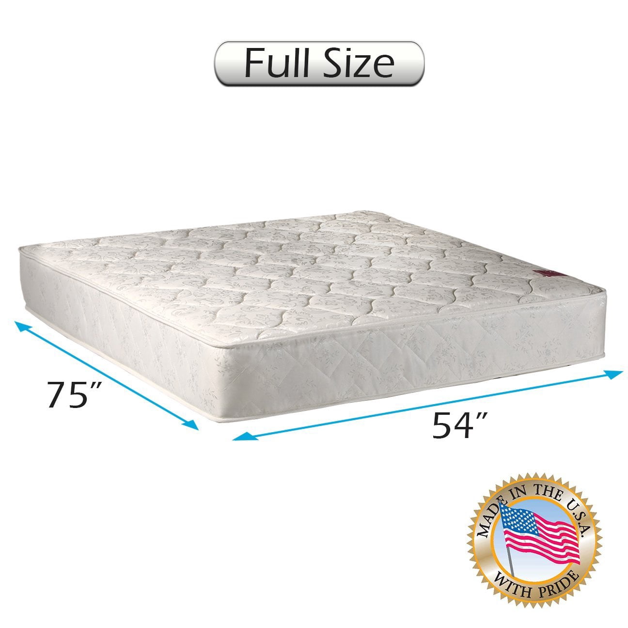 DS USA Legacy Full Size (54"x75"x8") Mattress Only - Fully Assembled, Good for your back, Superior Quality - Long Lasting and 2 Sided - By Dream Solutions USA