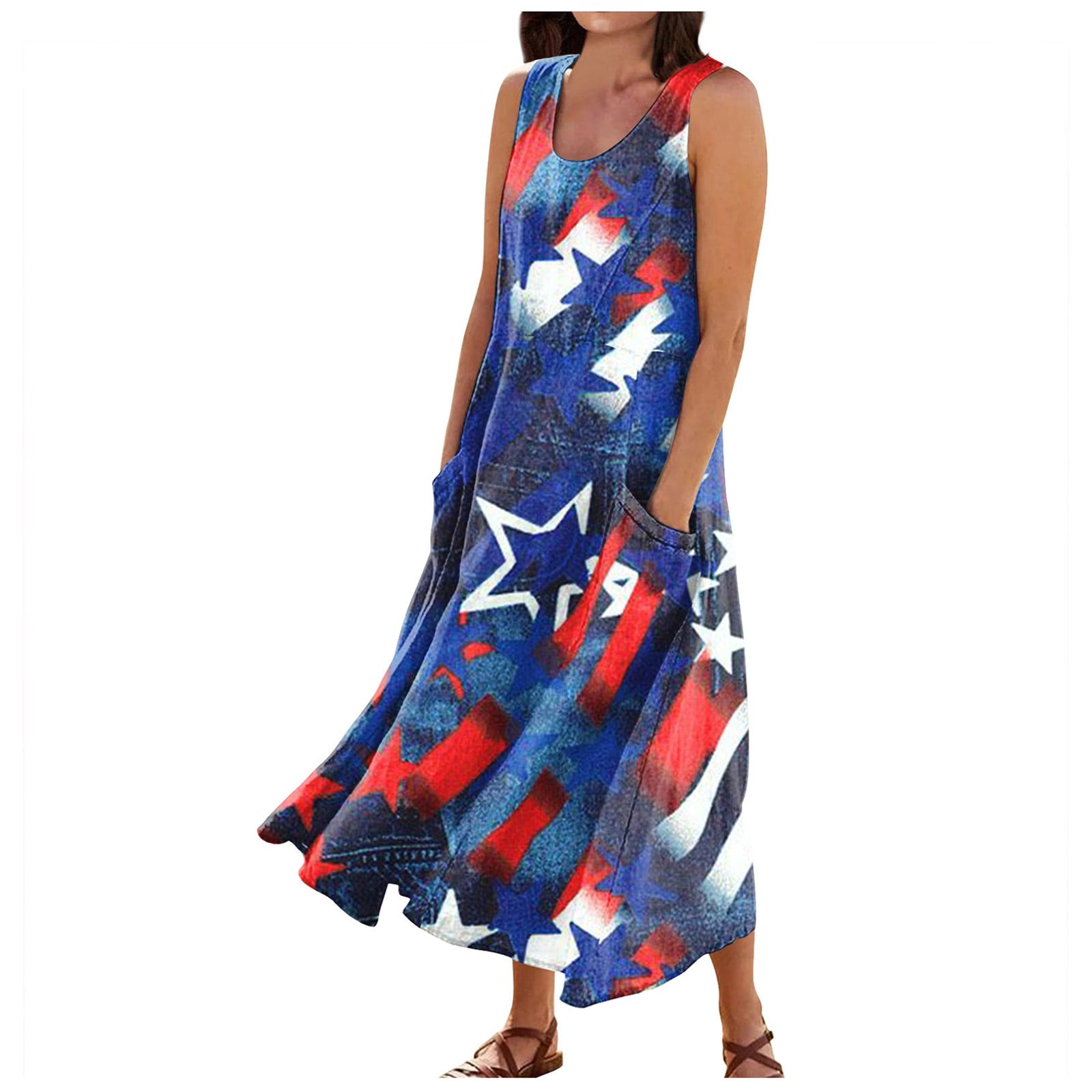 Sksloeg Sales Clearance Summer Dresses for Women, American Flag Printed ...