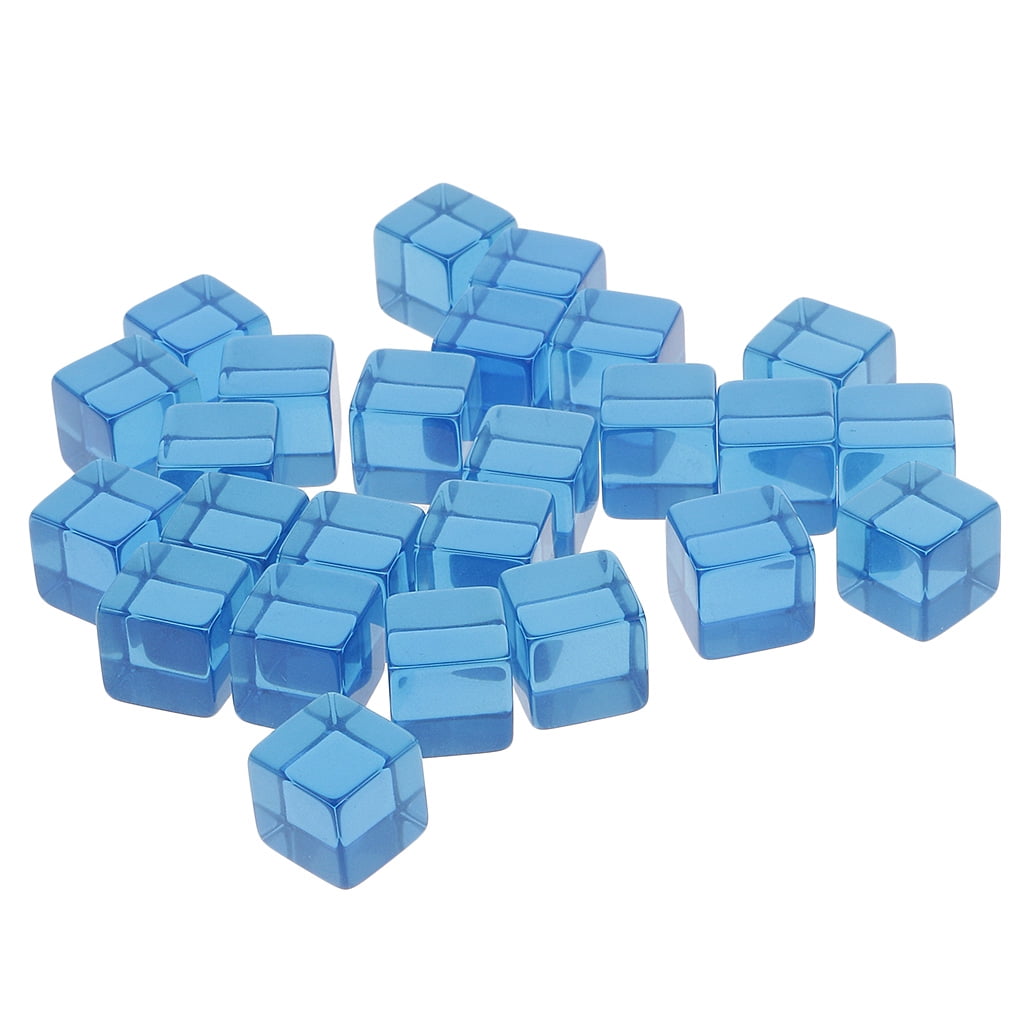 25x D6 Six Sided Transparent Blank Dices Dungeons & Dragons Brettspiel Blue 