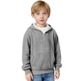 thumbnail image 6 of Linfrsh Hoodies for Boys Quarter Zip Waffle Knit Pullover Hooded Sweatshirt Tops Teen Boy Fashion Fall Winter Casual Sweatshirts Back to School Clothes(Light Gray,13-14 Years), 6 of 8