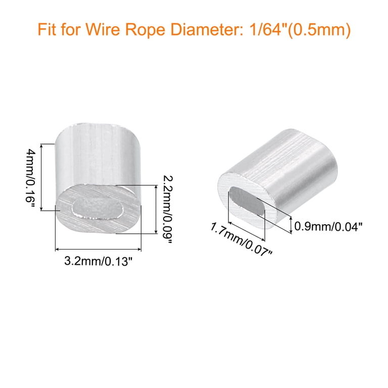 Uxcell Aluminum Crimping Loop Sleeves - 3/16 Inch (5mm) Double Hole Ferrules For Wire Rope, Silver, 25 Pieces