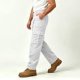 thumbnail image 5 of Pafei Tyugd Work Cargo Pants for Men with Pockets Casual Elastic Waisted Hiking Pants Straight Leg Chino Trousers Active Outdoor White L, 5 of 10