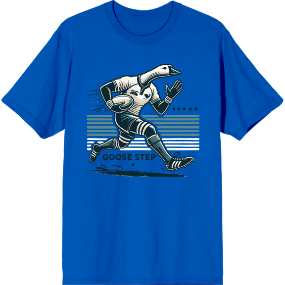 Rugby Goose Step Adult Royal Blue Crew Neck Short Sleeve Tee-3XL