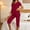 🔥 Wine, variant on Dianli Fashion Women's Round Neck Long Sleeve Top and Long Pants Casual Two-Piece Set, Comfortable Solid Color Outfit, Relaxed Fit for Daily Loungewear or Travel Pink M
