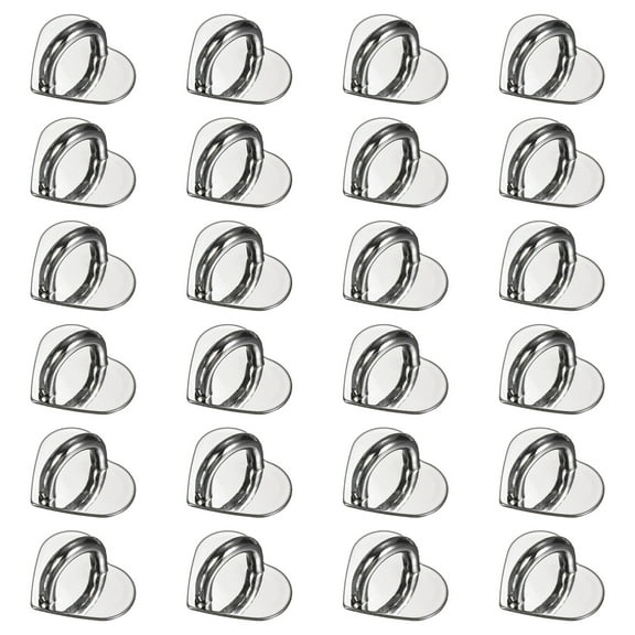 Uxcell Metal Phone Charm Hook 0.8", 24Pcs Adhesive Heart Shaped Phone Finger Grip Hook Smartphones Keychain Ring Charm Loop for DIY Tablet Case Accessories, Silver