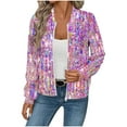 thumbnail image 2 of Ailaofu New Sequin Hoodie for Women, Long Sleeve Loose Fit Casual Jackets Fashion Full Zip Sparkly Coat Relaxed Fit Daily Wear, 2 of 5