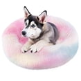 thumbnail image 1 of Cama con Forma de Dona para Perro, Antideslizante y mullida en Piel Peluda, autocalentable, Lavable a máquina (pequeña/Mediana/Grande) (Arcoiris, 60cm), 1 of 7