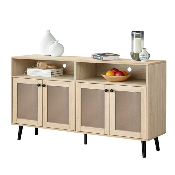 Mid-Century Modern TV Stand，Natural