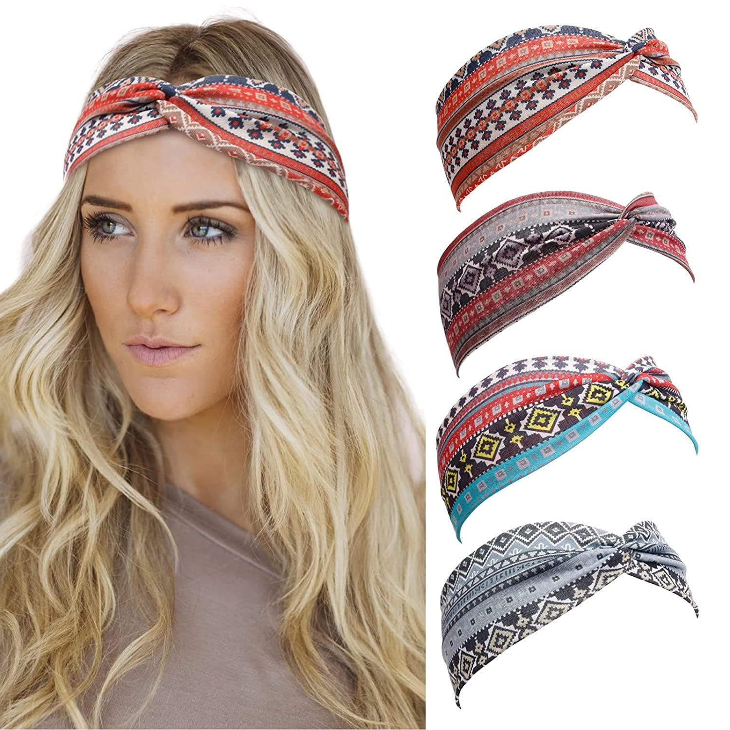 Boho Headbands for Women Short Hair Wide Twist Turban Head Band Headwrap  Non-slip Elastic Fashion Accessories for Teen Girls | Walmart Canada