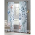 thumbnail image 3 of Summer Ocean Sheer Curtains 96 Inch Long 2 Panels, Blue Coral Starfish Jellyfish Teal Seaweed Light Filtering Rod Pocket Curtains, Sheer Voile Drapes for Living Room Bedroom, 52"x96", 3 of 8