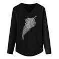 thumbnail image 4 of Camiseta de manga larga con cuello en V para mujer, blusa de lentejuelas brillantes, Tops tipo túnica Fridja  FKASFK4618, 4 of 5