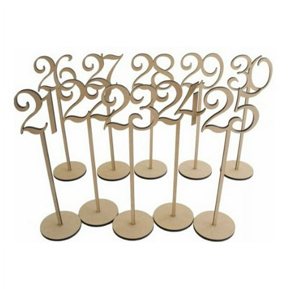 HOMEMAXS 10Pcs Wooden Table Numbers With Round Base For Wedding And Home Decor 13.8In By 3.1In