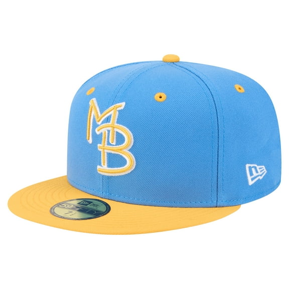 Men's-New Era  Blue/Yellow Myrtle Beach Pelicans Authentic Collection 59FIFTY Fitted Hat