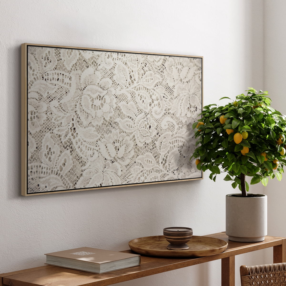 Vintage Abstract Print-XX Framed in Natural Wood Wood Gallery Wrapped Canvas 27 in. x 41 in.