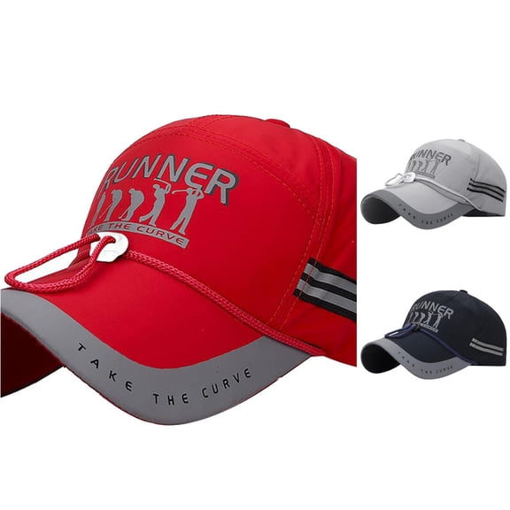 XIAOCHA Mens Drawstring‑Secure Baseball Cap Sport Hats for Jogging Outing Baseballhatcaps,Red