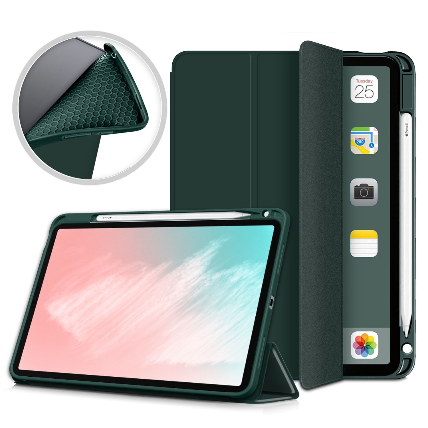 ost Sober Håbefuld iPad Air 5th 4th Generation Case, iPad 10.9" Case 2022 2020, Allytech Ultra  Slim Trifold Stand Protective Multi Angle Stand Pencil Holder Case Cover  for Apple iPad Air 4 5, Black - Walmart.com