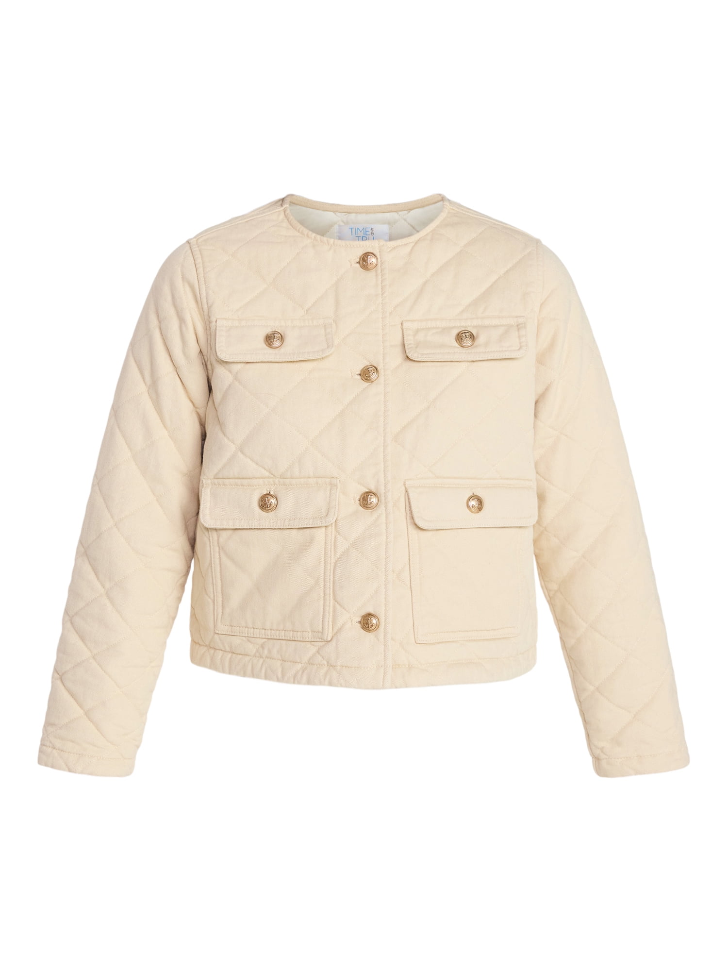 Time and Tru Women's Quilted Cotton Jacket, Sizes XS-XXXL