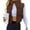 Coffee, variant on Women's Crop Puffer Vest Zip Up Front Lightweight Warm Long Sleeve Tops