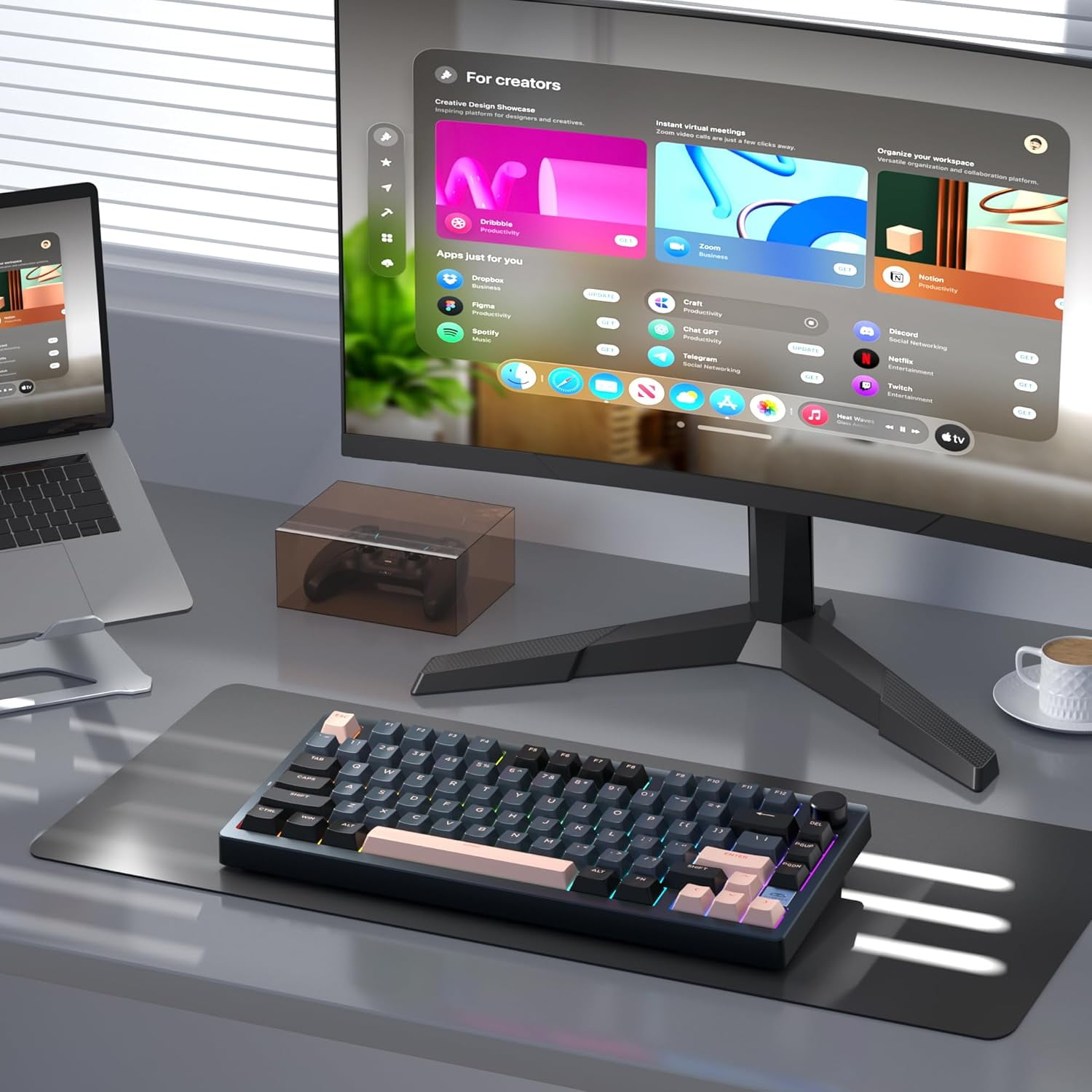MageGee LIGHT75 Wireless Creamy Keyboard, Gasket Structure Hot Swappable, 75% Compact 2.4G/USB-C/BT5.0 RGB 4000mAh Battery