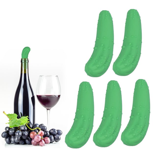 Cucumber Bottle Stopper, Green Comfortable Silicone Wine Stopper, Soft for Home Bar