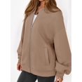 thumbnail image 5 of Women'S Fall Fashion Oversized Sweatshirt Jackets with Zipper Casual Long Sleeve Outerwear Winter Outfits Khaki L, 5 of 9
