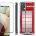 thumbnail image 1 of Shockproof Bumper Phone Case for Samsung Galaxy A32 5G, with Tempered Glass Screen Protector, by OneToughShield ® - Phone Booth Red, 1 of 3
