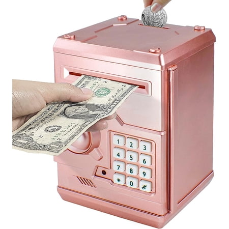 Piggy Banks for Kids, Electronic Password Code Money Banks ATM Banks Box Coin Bank for Children Boys and Girls (Rose Gold)