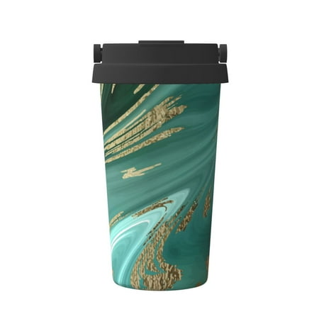 

Adobk Green And Gold Marble Print Stainless Steel Coffee Mug -Vacuum Insulated Coffee Tumbler - Leakproof Travel Mugs Insulated for Hot & Cold Drinks