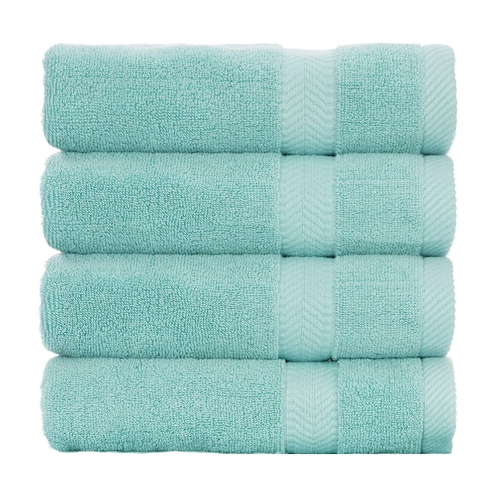 Terry Cotton Bath Towel Sheet, Set of 4, Nautical Teal - Walmart.com ...