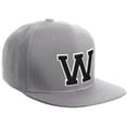thumbnail image 1 of Daxton Classic Snapback Hat Custom A to Z Initial Varsity Letters, Light Grey Hat White Black Letter W, 1 of 2
