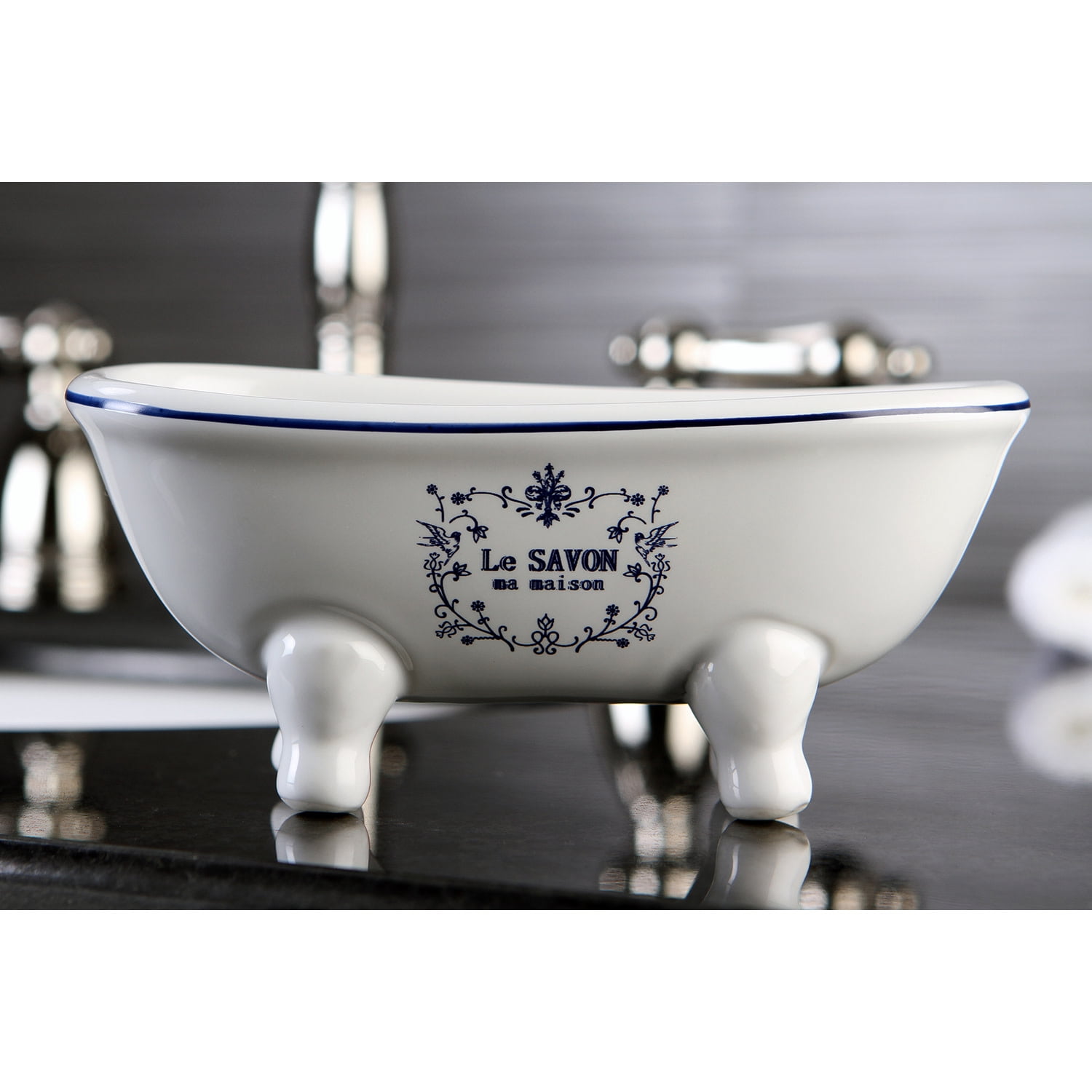 Aqua Eden BATUBDSW Le Savon 6" Double Slipper Clawfoot Tub Decorative Soap Dish