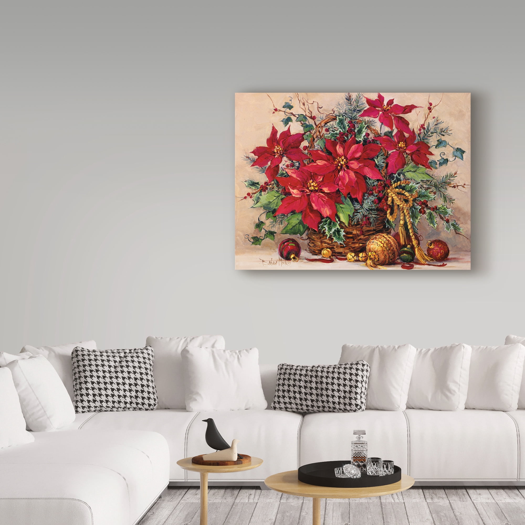 Trademark Fine Art 'Holiday Poinsettia Basket' Canvas Art by Barbara Mock