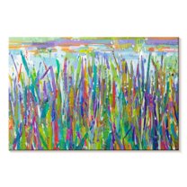 Elephant Stock Fall Meadowlands Wall Art - Horizontal Canvas Wall Art - Living Room Wall Decor - Floral And Botanical Canvas - Green And Purple Decor By Tara Funk Grim - 48" x 32"