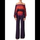 thumbnail image 2 of Conjunto de Dos Piezas Holgado de Otoño para Mujer, con Hombros Descubiertos, Estampado, Larga, Informal, para Salir, Pantalones Anchos Púrpura L, 2 of 8
