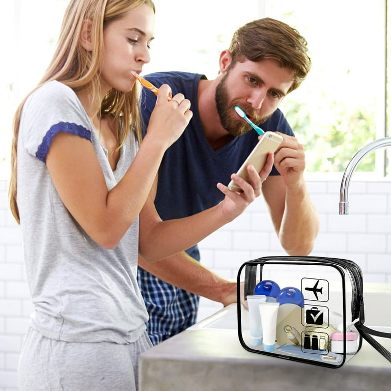 TSA Approved Clear Toiletry Bag for Women & Men, Travel Liquids Bag with Secure Zipper, 7.7x5.9x2.5 Inch Transparent PVC Makeup Organizer, Leakproof Airline Compliant 3-1-1 Cosmetic Bag - Walmart.com TSA Approved Clear Toiletry Bag for Women & Men, Travel Liquids Bag with Secure Zipper, 7.7x5.9x2.5 Inch Transparent PVC Makeup Organizer, Leakproof Airline Compliant 3-1-1 Cosmetic Bag - Walmart.com