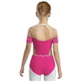 thumbnail image 2 of vastwit Combinaison de Danse Ballet à Manches Courtes avec Strass pour Filles, Rose Vif 10, 2 of 6