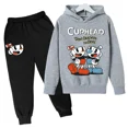 thumbnail image 2 of Ropa para niños Juego Cuphead Mugman sudadera de algodón + pantalones 2 piezas Conjuntos de ropa para niños primavera otoño Sudadera con capucha para niños y niñas, 2 of 5