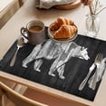 thumbnail image 3 of Black White Bear Placemats Set of 8 Farmhouse Country Vintage Wood Grain Place Mats Indoor Wipeable Table Mats Washable Cloth Dining Table Placemats for Kitchen Holiday Party Home Decor 13x19 Inch, 3 of 9