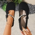 thumbnail image 2 of SuTry Women's Round Toe Flats Pearl Diagonal Strap Bow Decor Slip On Lightweight Comfortable Casual Walking Shoes(40), 2 of 9