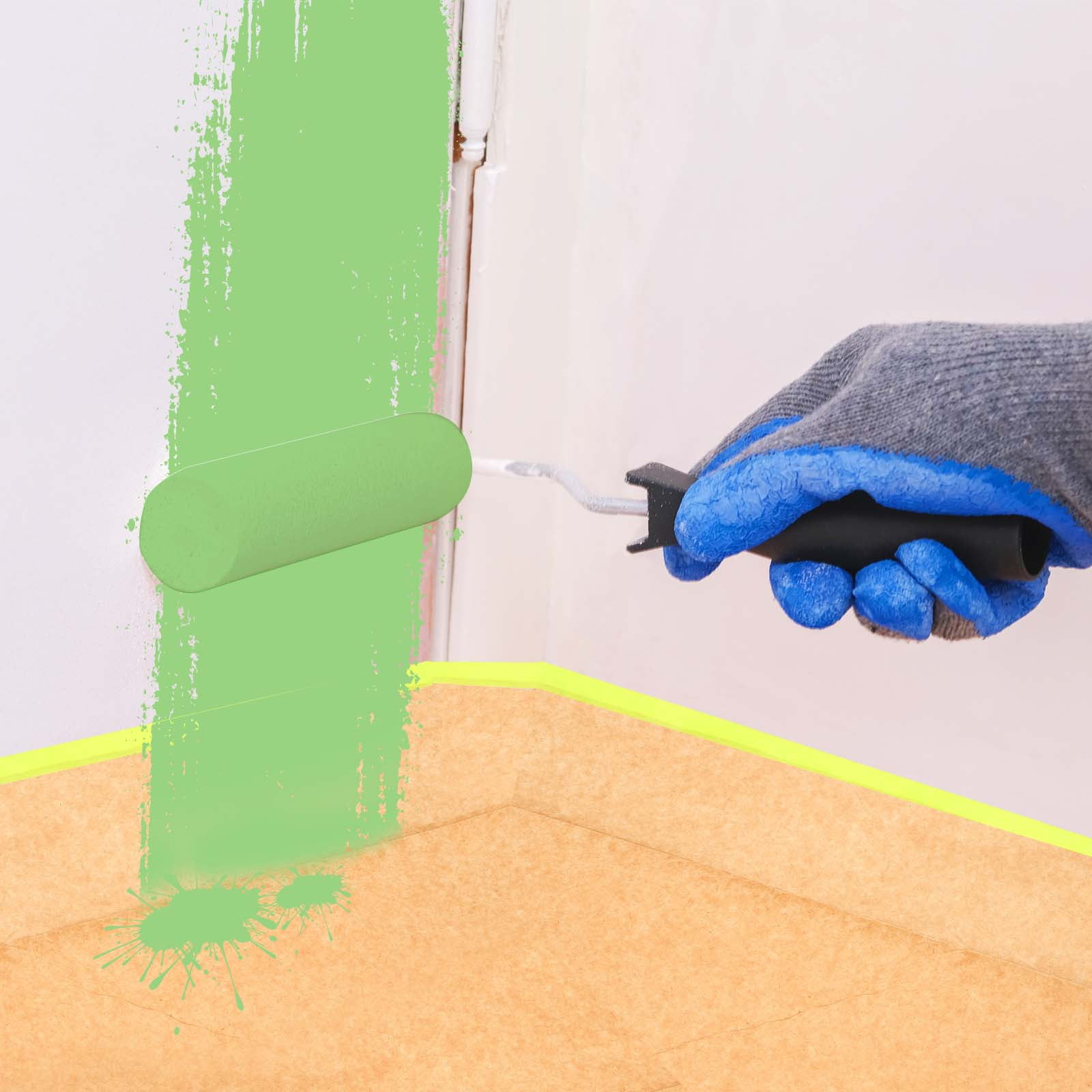 Uxcell 3pcs Pre-Taped Masking Paper, 24" x 49 ft Paint Adhesive Protective Paper Painter Tape and Drape for Masking Auto Body Covering Wall Skirting Frames, Green