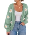 thumbnail image 2 of Lutiedan Knit Cardigans for Women Daisy Floral Open Front Cardigan Sweater Long Sleeve V Neck Fall Sweater Coats S-L, 2 of 8